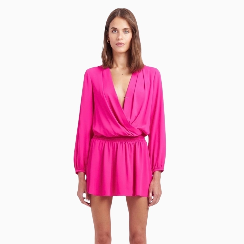 Amanda Uprichard Ciara Hot Pink Mini Dress XS Fuchsia